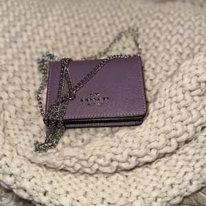 Coach Lilac Pebbled Leather Chain Crossbody Wallet***PRICE IS FIRM***